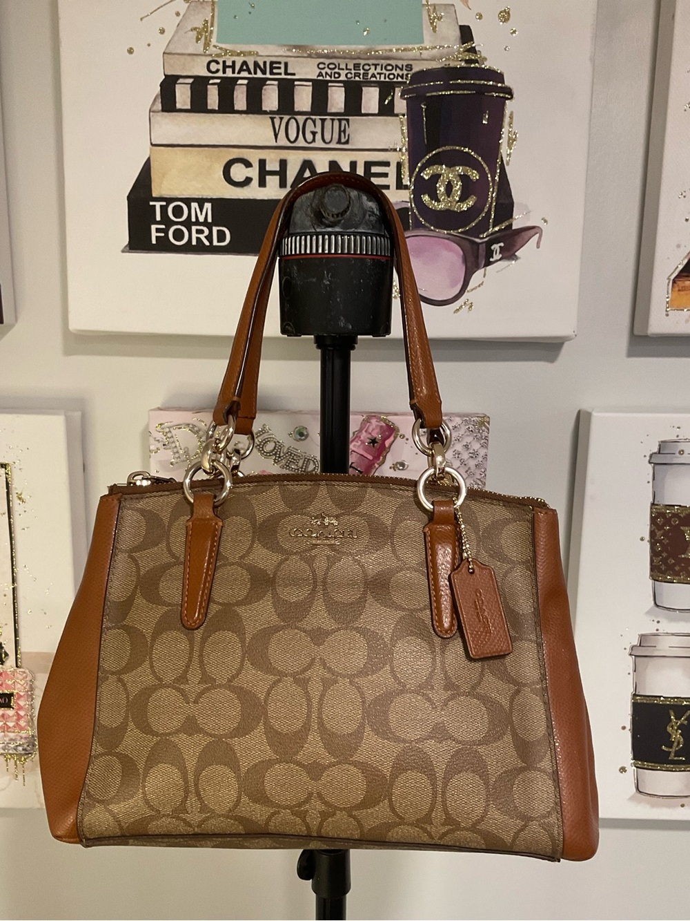 EUC Coach Signature Canvas Double Zip Tote Bag